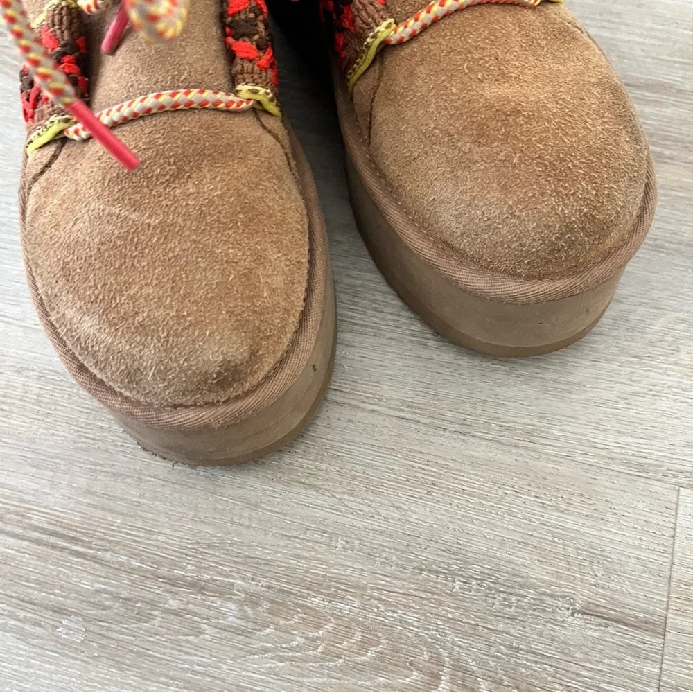 UGG Classic Mini II Braid Platform Chestnut Suede Boot Women’s Size 5
